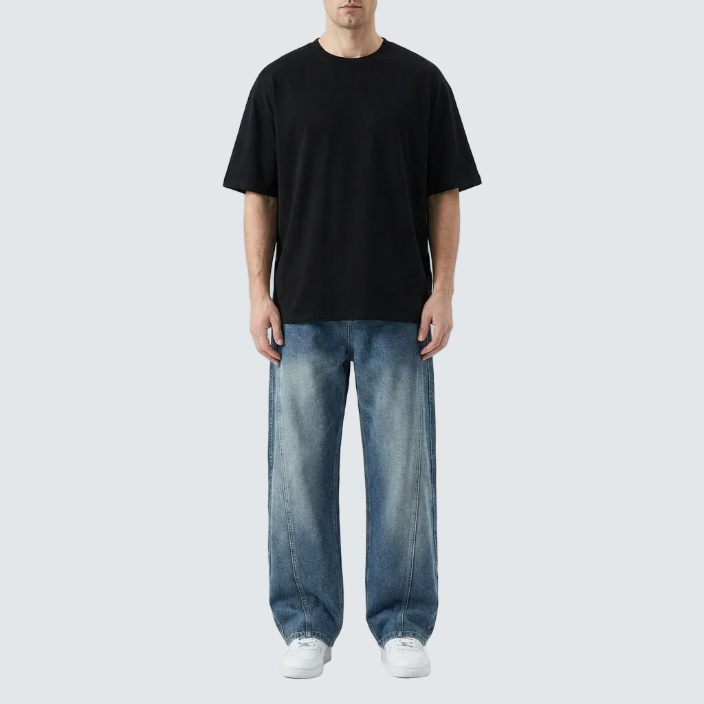 SQUAREFIT™ Structured Seam Wide-Leg Jeans